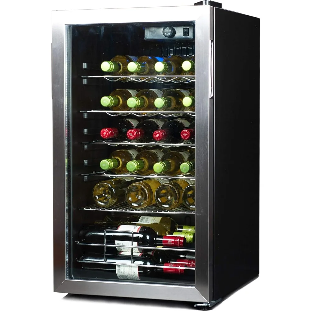 26 Bottle Wine Fridge with Interior Light and Mechanical Temperature Control, Compressor Cooling Wine Cooler Refrigerator