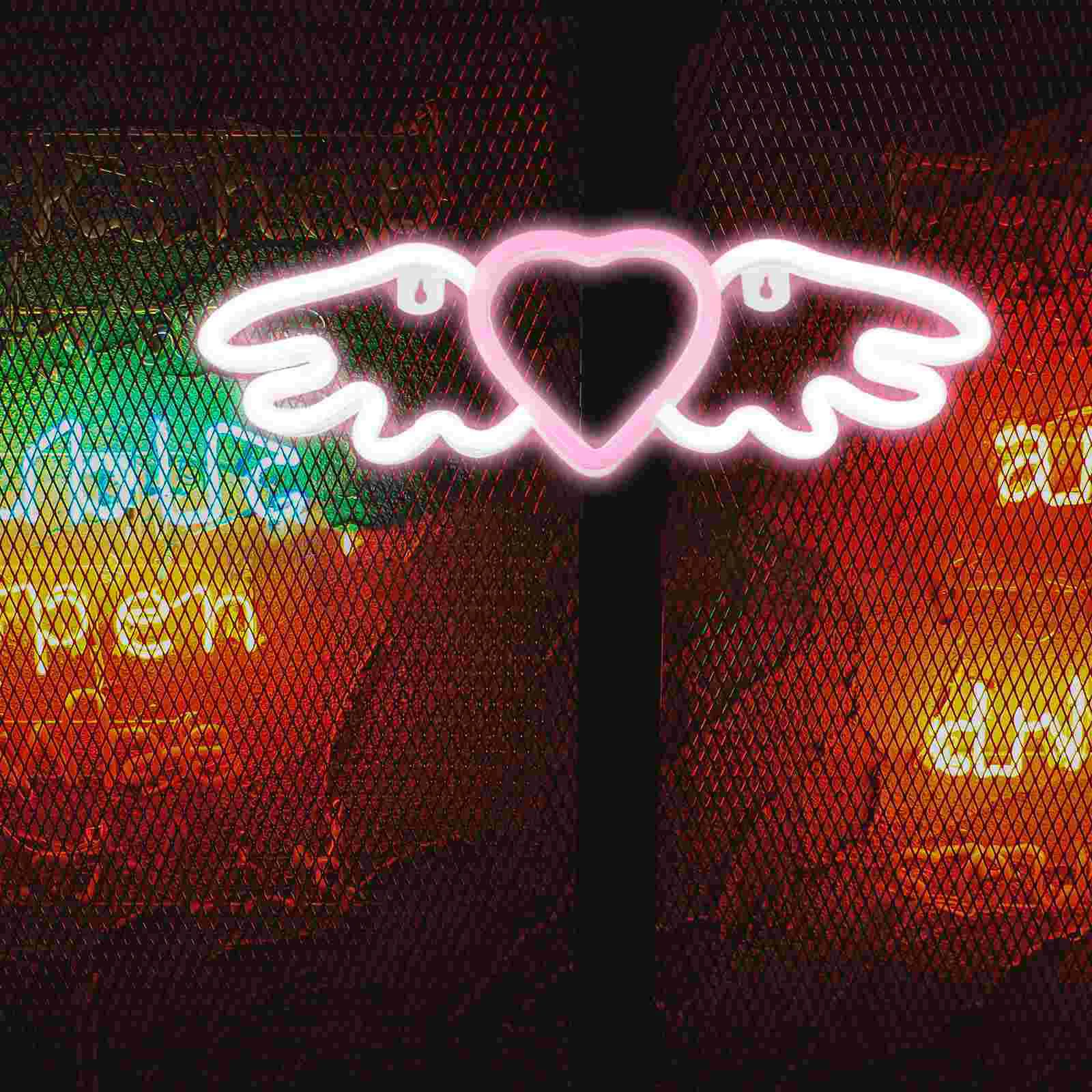 

Emblems Bedroom Neon Sign LED Wall Decor Heart-shaped Light White for Lights Signs