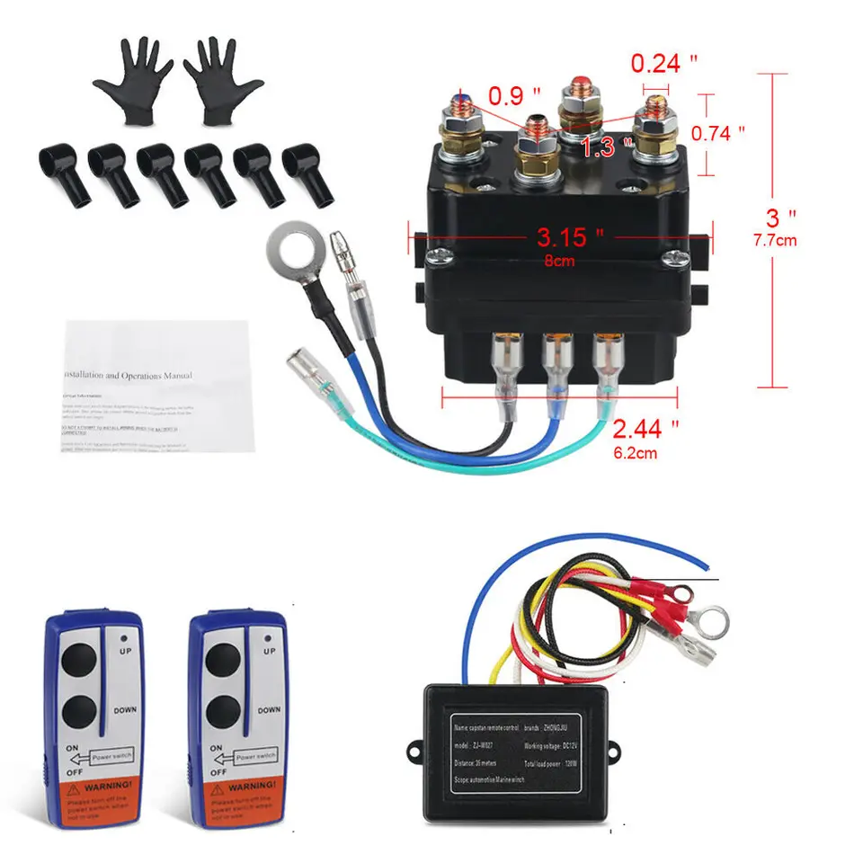 Relè Solenoide Per Verricello 12V 250A Con Interruttore A Bilanciere - Kit Compatibile ATV UTV 3000-5000 Lb