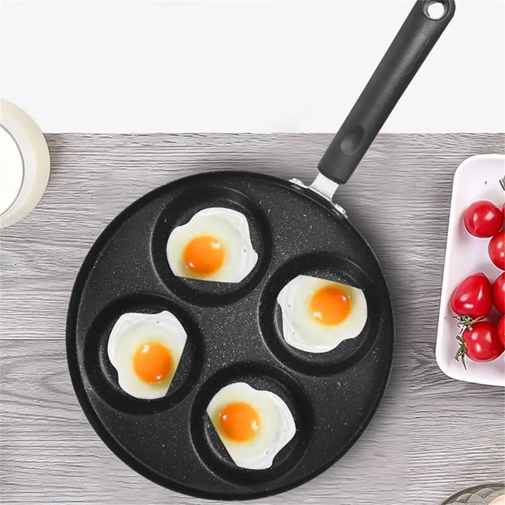 24cm Non-Stick Small Pan Hamburger Breakfast Pot Household Four Hole Fried Egg Pan Fried Egg Mold Dumpling Special Poached frying pan