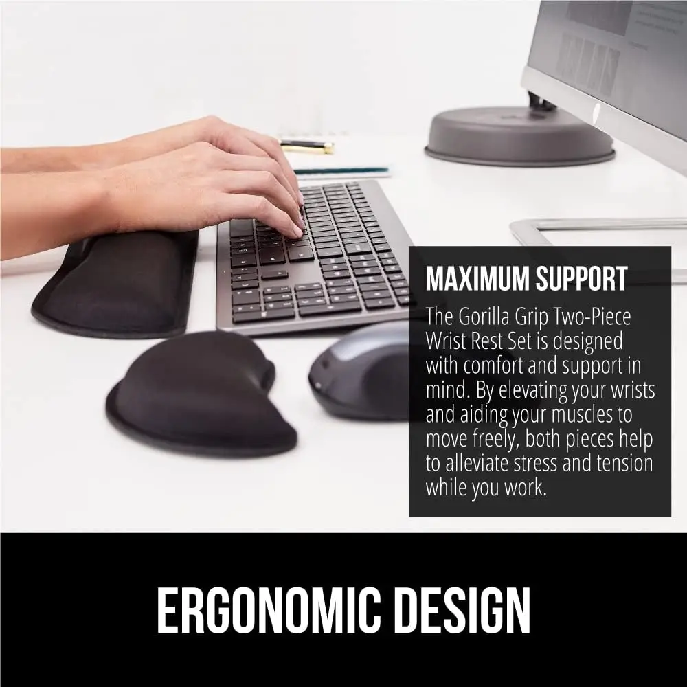 Gorilla Grip Silky Gel Memory Foam Wrist Rest with Ergonomic Design for Typing Comfort