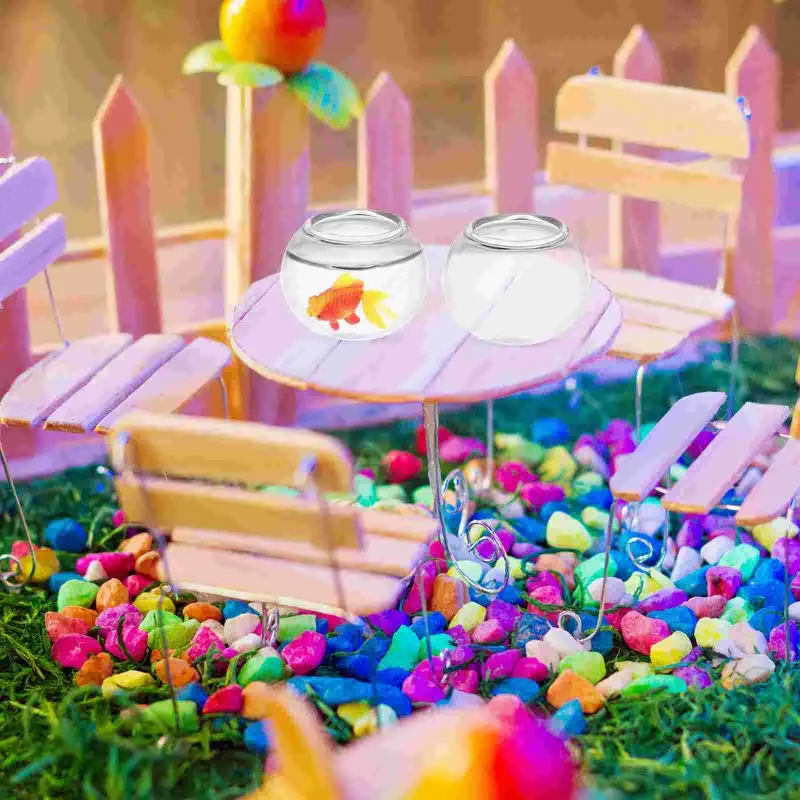 Miniature Decoration Playing House Fish Tank Simulation Goldfish Bowl Aquarium Decoration Fish Tank Accessories 2Pcs