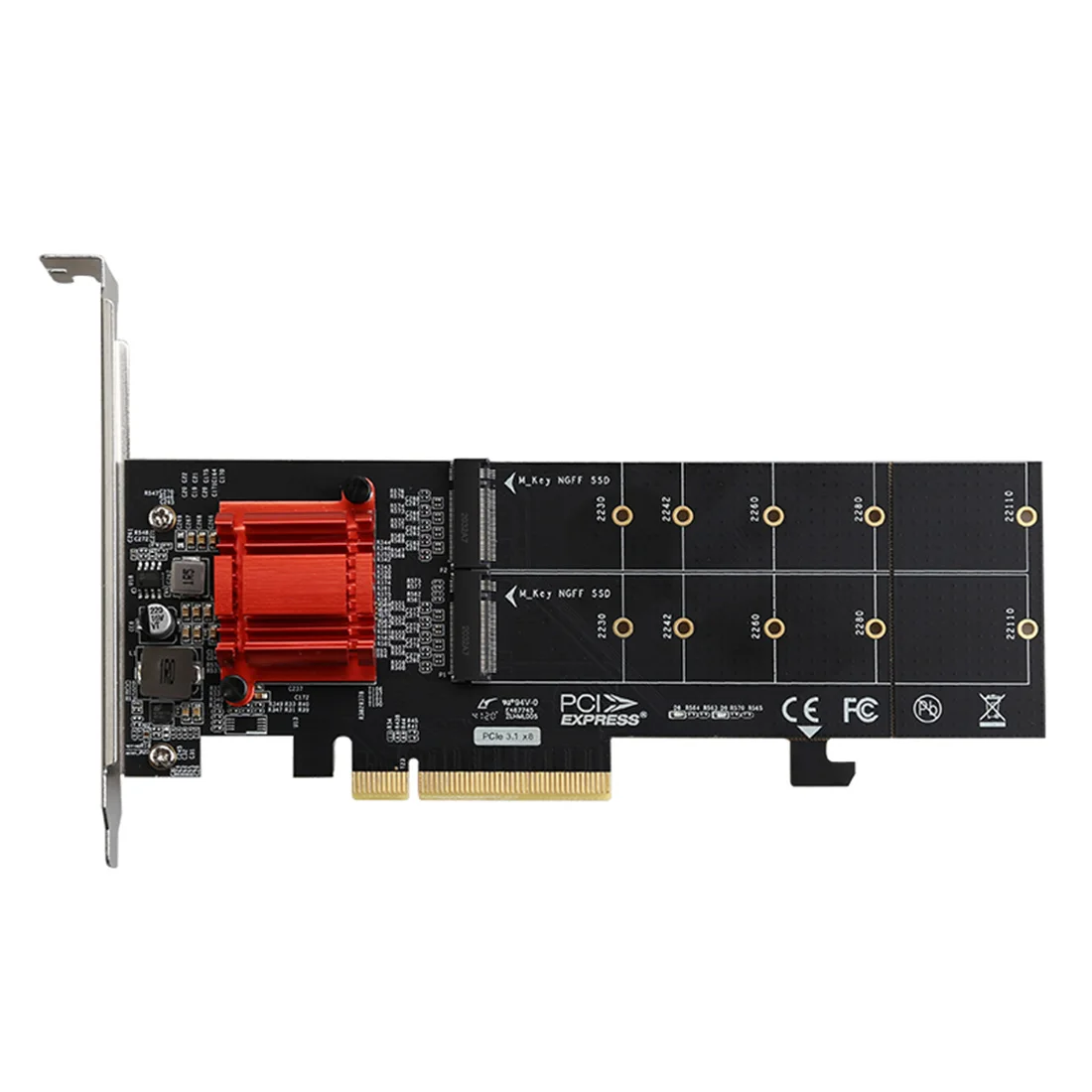 Cartão de Expansão para Ssd Txb122 Pcie 3.1×8 Asm2812 para Portas M.2 Conversor M-key para Pci-e Duplo para Ssd Nvme 223022110