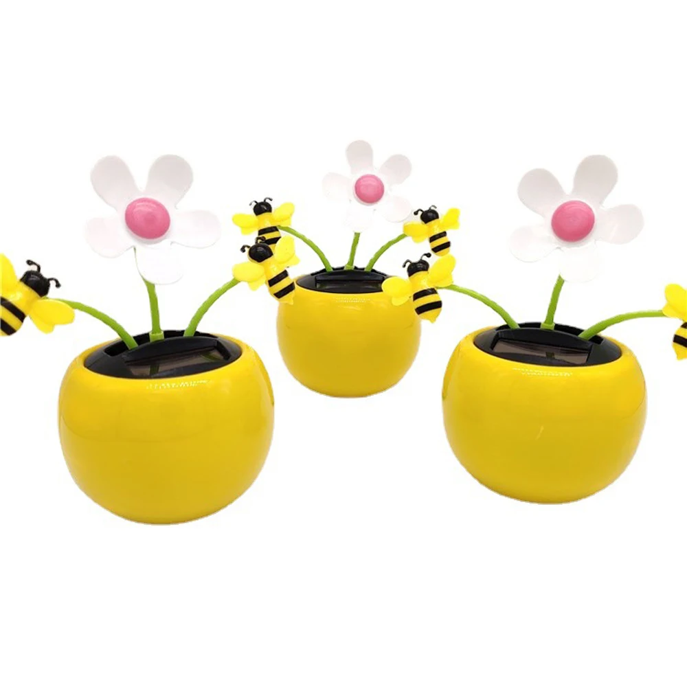

Kids Birthday Gift Office Swing Toys Bobble Insect Honey Bee Solar Toy Sunflower Ornament Dancing Sun Flower Solar Powered