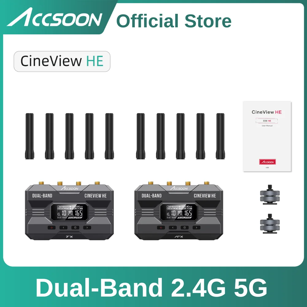 Accsoon CineView HE ワイヤレスビデオ送信機＆受信機、2.4+5GHz、UVC