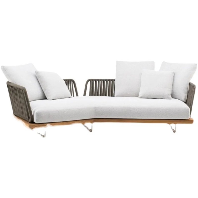 

Rattan sofa garden outdoor outdoor courtyard waterproof and sunscreen leisure B&B terrace solid wood