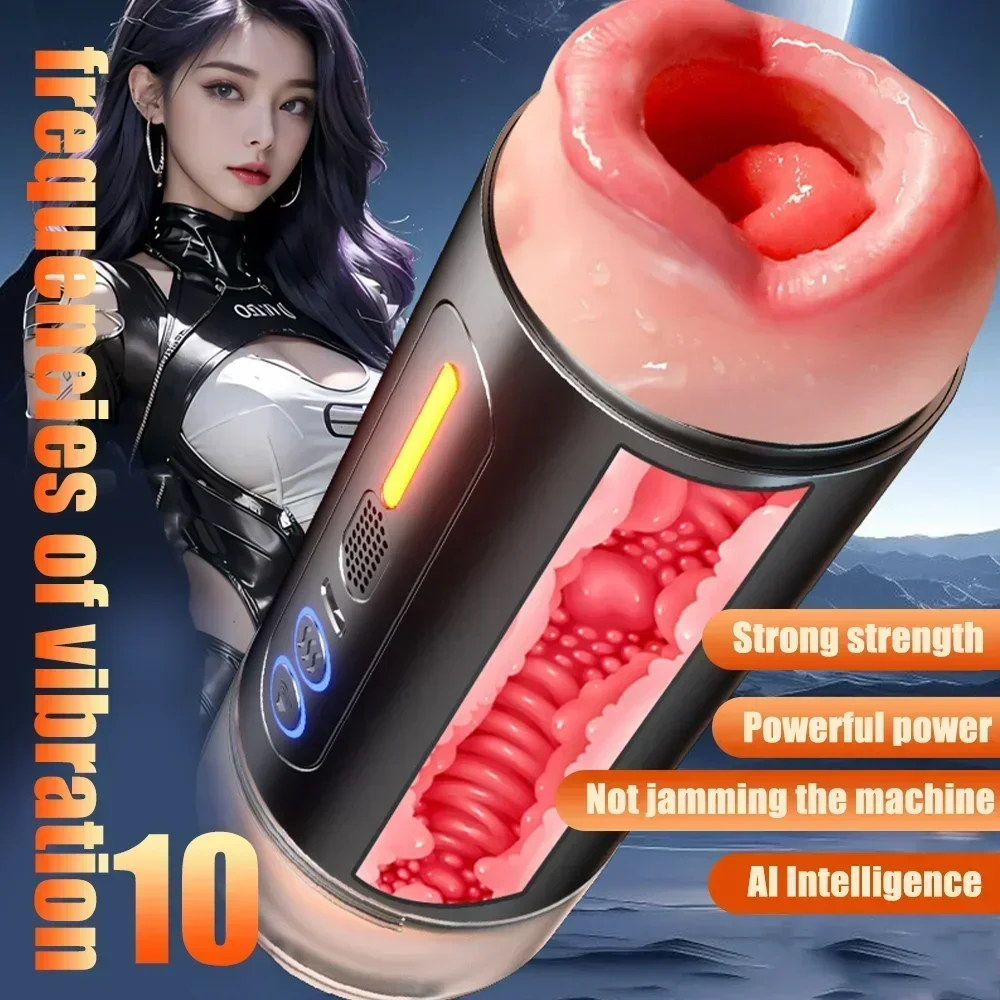 Male Masturbator Automatic Masturbation Cup Oral Vagina Blowjob Heating Vibrating Sex Machine For Men