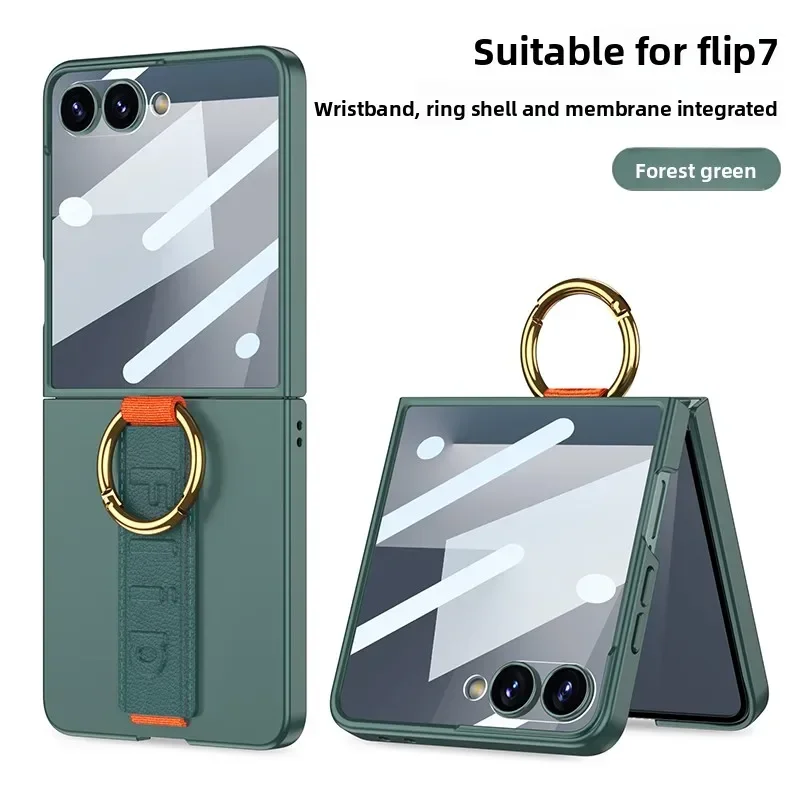 Ultra Thin Ring Holder Phone Case with Wrist Strap and Tempered Film Protection