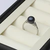 Freshwater Pearl Rings For Women,Cubic Zircon 925 Silver Open Pearl Ring Adjustable Mom Wife Birthday Gift Black 1