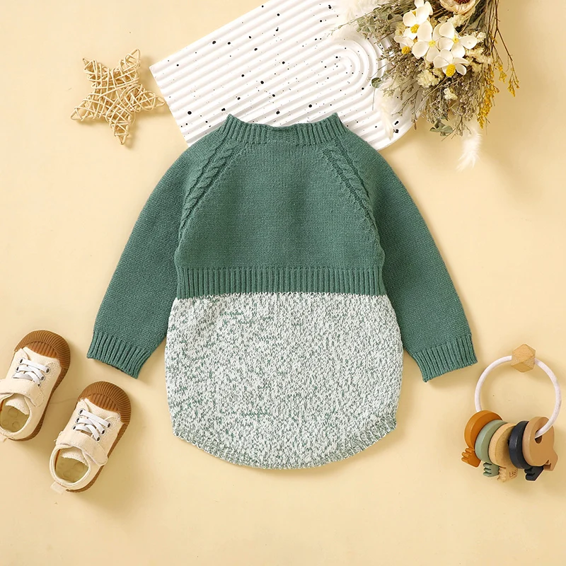 Baby Boys Girls Bodysuits Long Sleeve Knitted Newborn Netural Spring Autumn Winter Onesie Jumpsuits 0-18m Toddler Infant Clothes 2