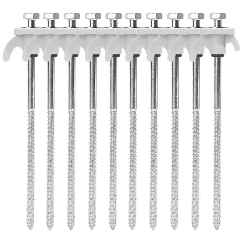 Heavy Duty Metal Spiral Ground Anchors - Set of 10 Camping Tent Stakes with Hex Socket
