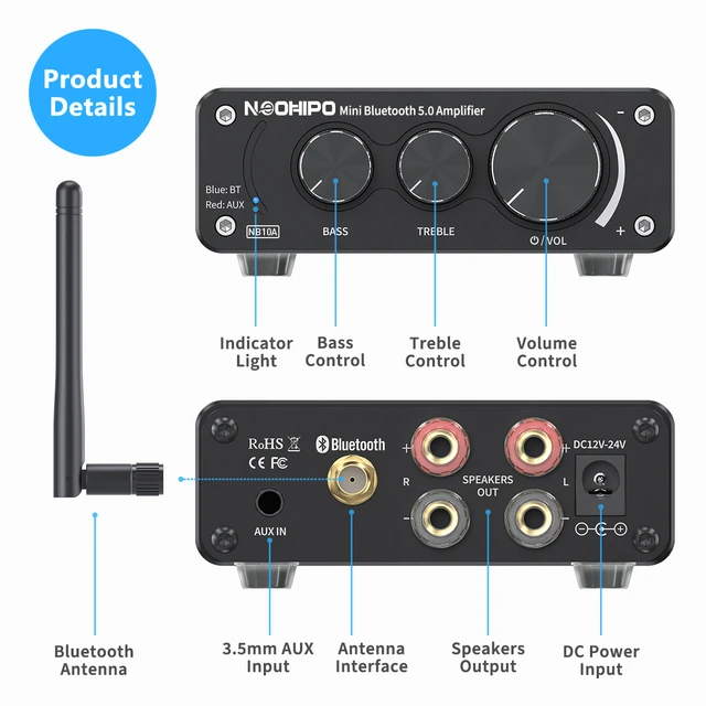 Fosi Audio BT30D Bluetooth 5.0 Stereo Audio Receiver Amplifier 2.1 Channel  and Box X1 Phono Preamp for MM Turntable