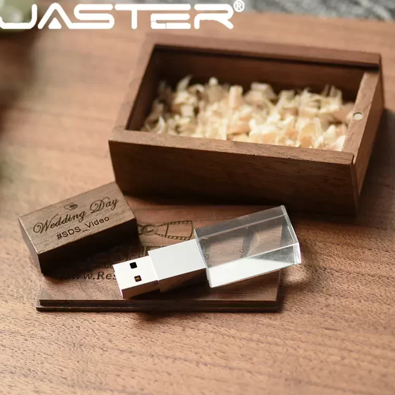 USB Flash Drive JASTER Crystal Plus Push-pull Box Maple 16GB 32GB 64GB 128GB Free Custom Logo Pen Drive Creative Business Gifts usb flash drive flash drive