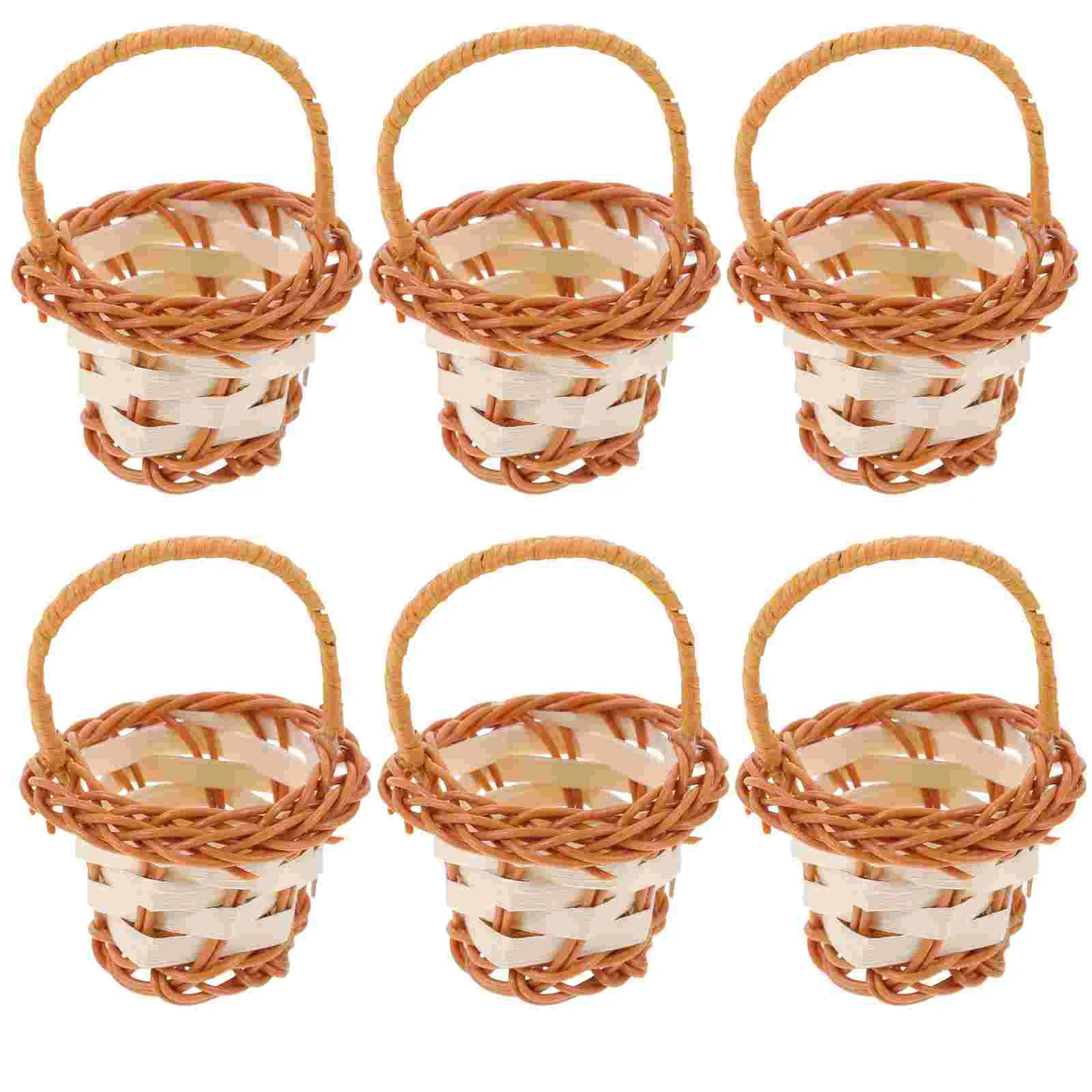 

6pcs Mini Basket with Handles Small Decorative Woven Empty Baskets Picnic Mini Baskets Decor