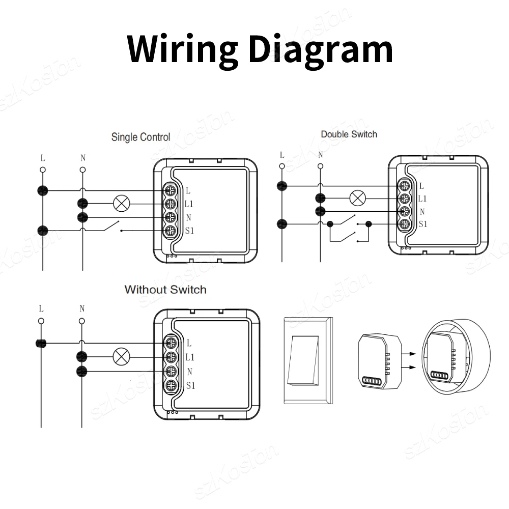 Led Dimmer Switch Smart Light Switch Smart Dimmer Switch Led Dimmer Controller Lamp Dimmer Tuya WiFi Smart Dimmers 100~240V LED Dimmer Switch Module 1 Channel Light Bulb Brightness Control Works with Alexa Google Home