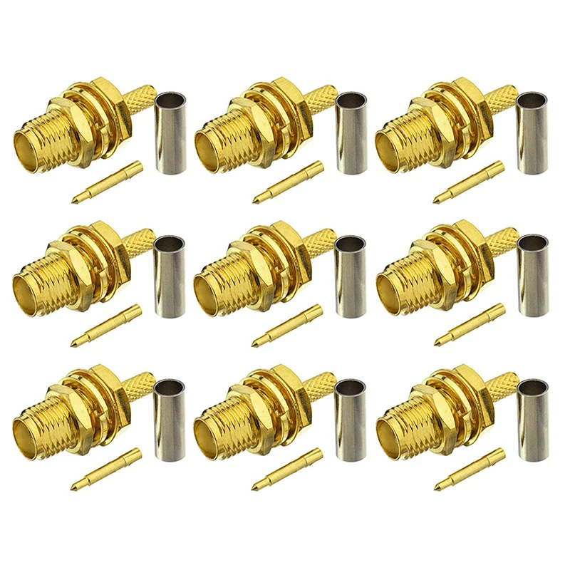 Coaxial cable connector rf connector cable coaxial connector rf connector cable connector 10pcs SMA male crimp plug connector for RG316 RG174 LMR100 cable SMA female crimp