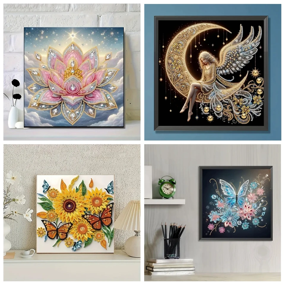 Acudotr 5D Diamond Painting Kit For Adults - Special Shape Crystal Rhinestone Art, 12x12 Inch Flower Design