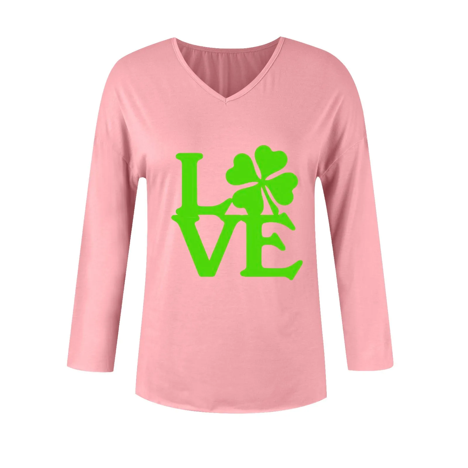 

Женская свободная рубашка Saint Patrick'S Day с принтом, V-образным вырезом и длинным рукавом, Женский Топ с длинным рукавом, удобный Высококачественный простой дизайн