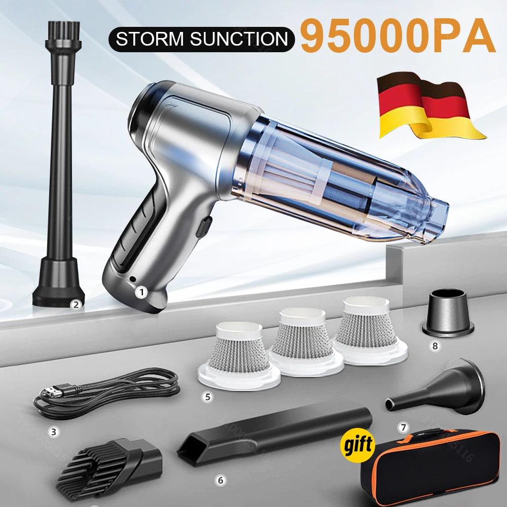 

95000PA Car Vacuum Cleaner Wireless Powerful Cleaning Machine Auto Robot Car Accessories Home Appliance Strong Suction As Gift
