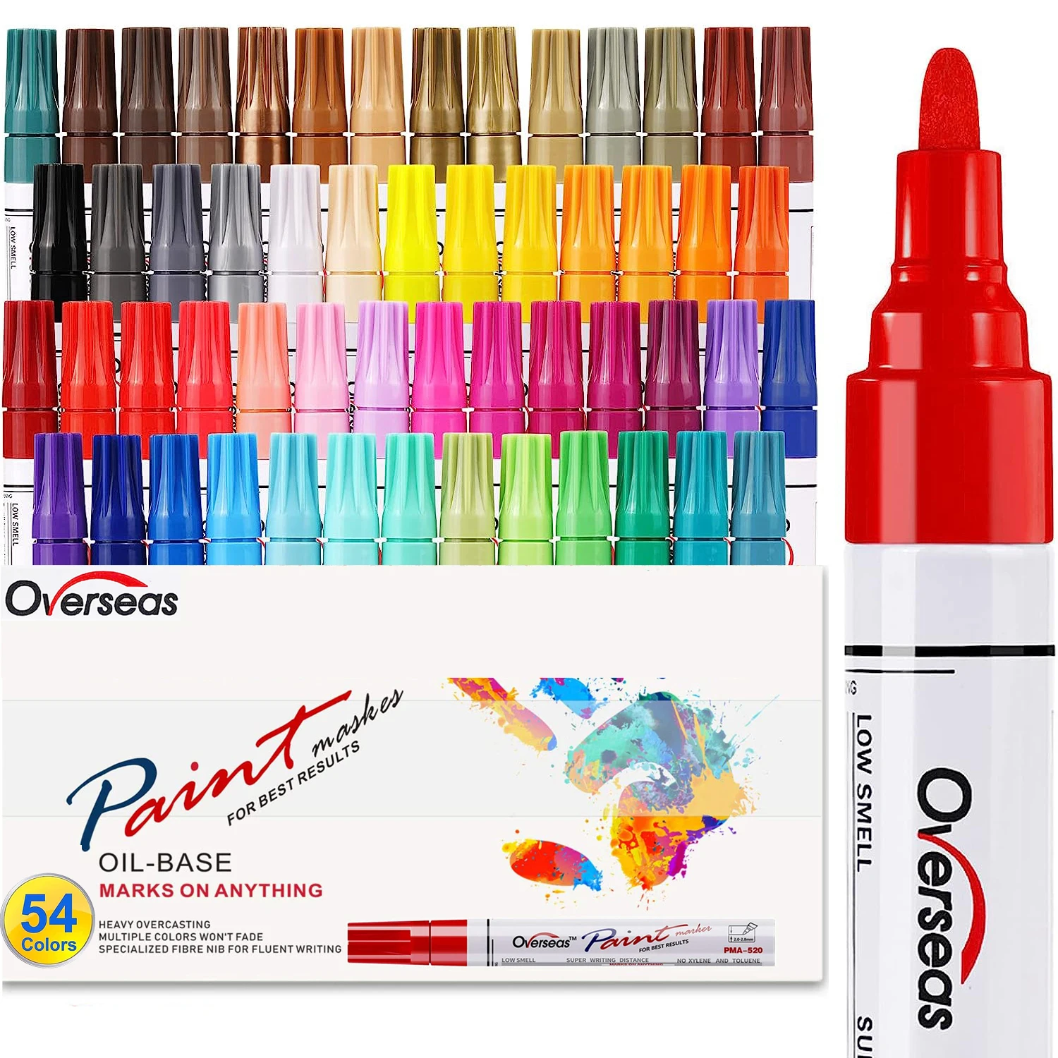 Red Paint Markers Pens - Single Color 6 Pack Permanent Oil Based Paint Pen, Medium Tip, Quick Dry and Waterproof Marker for Rock, Wood, Fabric, Plasti