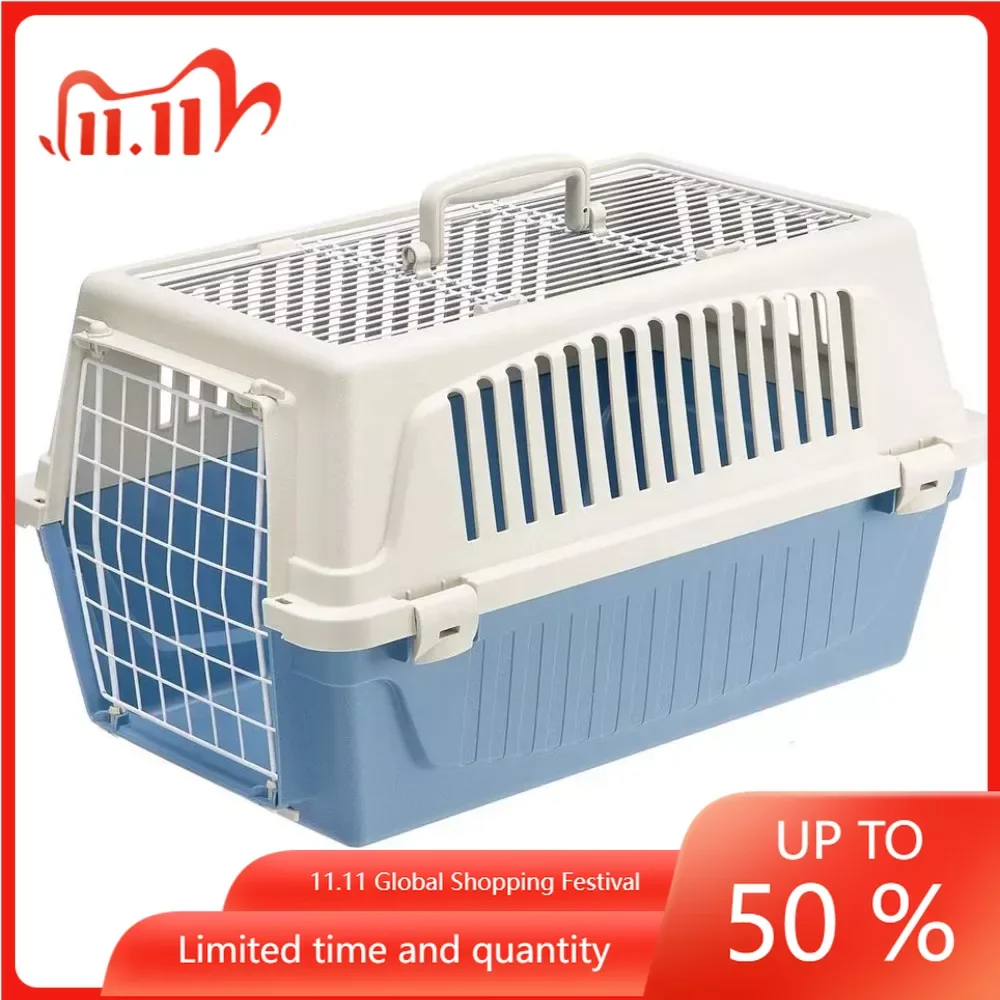 

Blue 22 Inches Dog Kennel for Indoor Dogs Two Doors With Plastic Dog Kennel and Pet Carrier on Top Beds & Furniture Puppy House