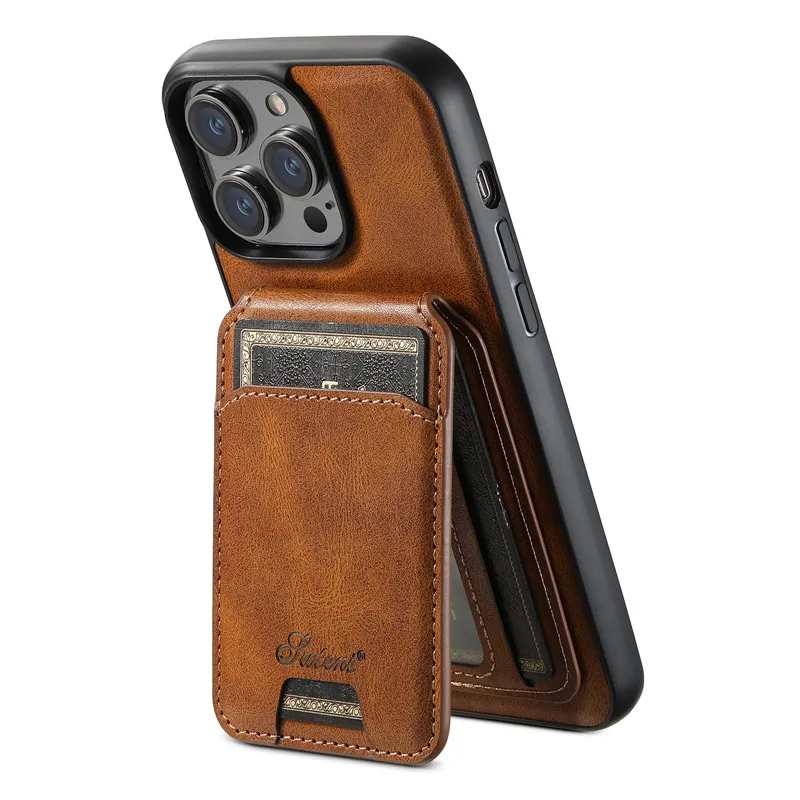 EUCAGR Magsafe Magnetic Leather Wallet Case - 2 In 1 Detachable Shockproof Holder Cover