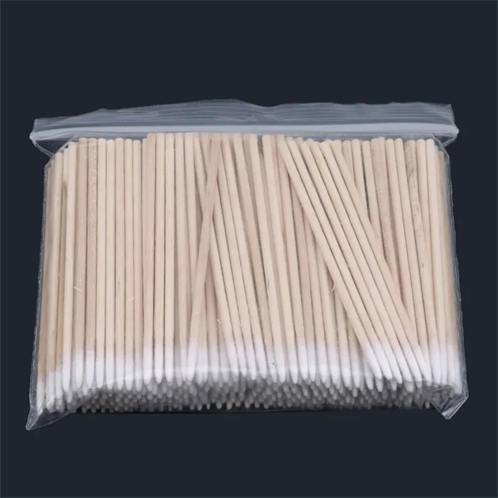 100/300 PCS/Ear Care Clean Wood Handle Pointed Tip Head Cotton Semi Permanent Eyebrow Eyelash Tattoo Thread Beauty Makeup Remove 3