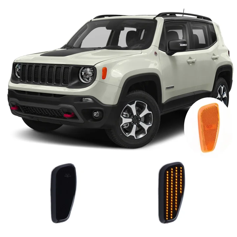 

for Jeep Renegade BU 2014 2015 2016 2017 2018 2019 2020 2021 Smoked Lens LED Side Marker Turn Signal Light Lamp