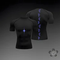 Anime Graphic Compression Shirts for Men Athletic Quick Dry Tshirts Tees Tops Gym Workout Undershirts Short Sleeve Rash Guard 2