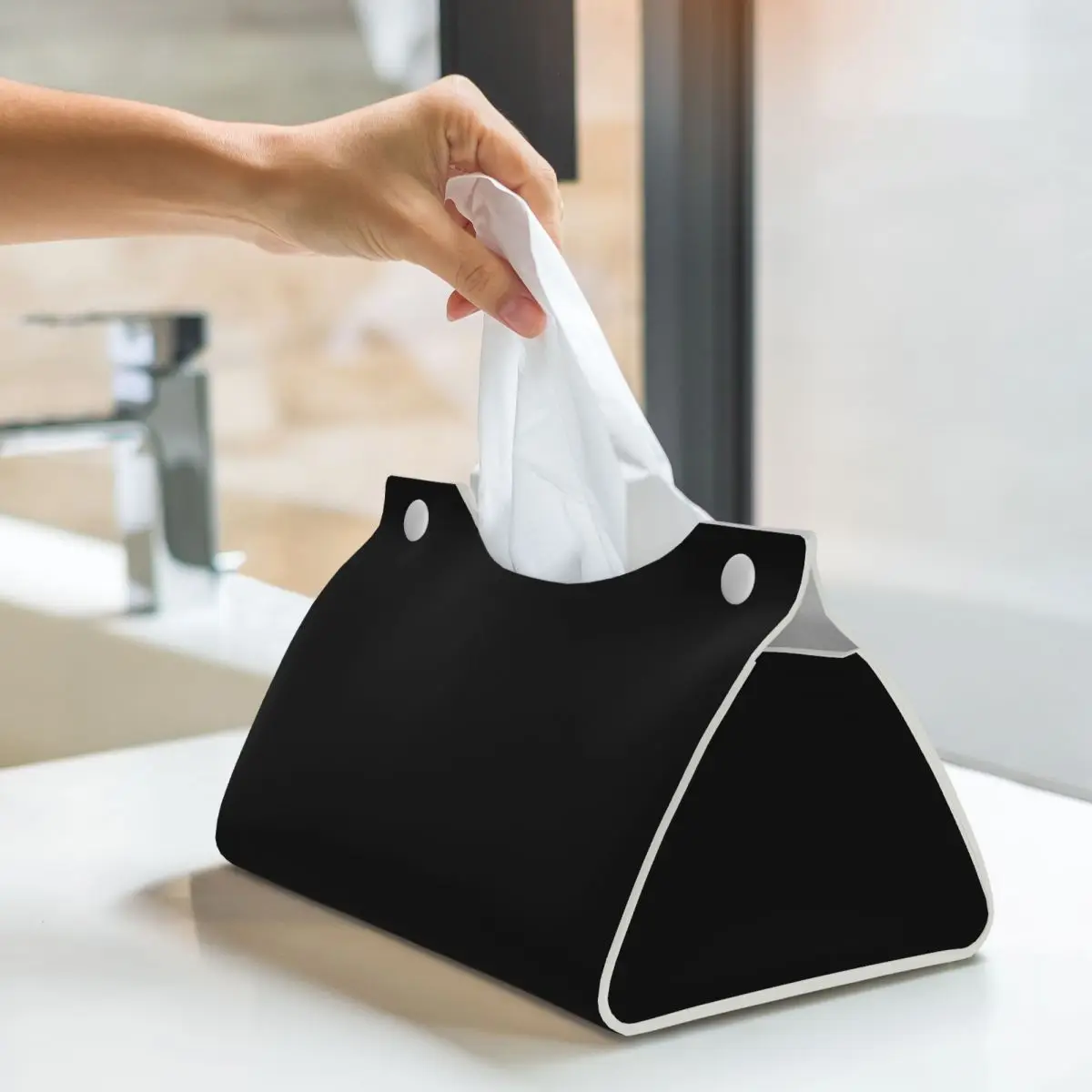 Custom Custom Your Design Tissue Box Cover Rectangular PU Leather Customized Logo Printed Facial Tissues Holder for Office 6