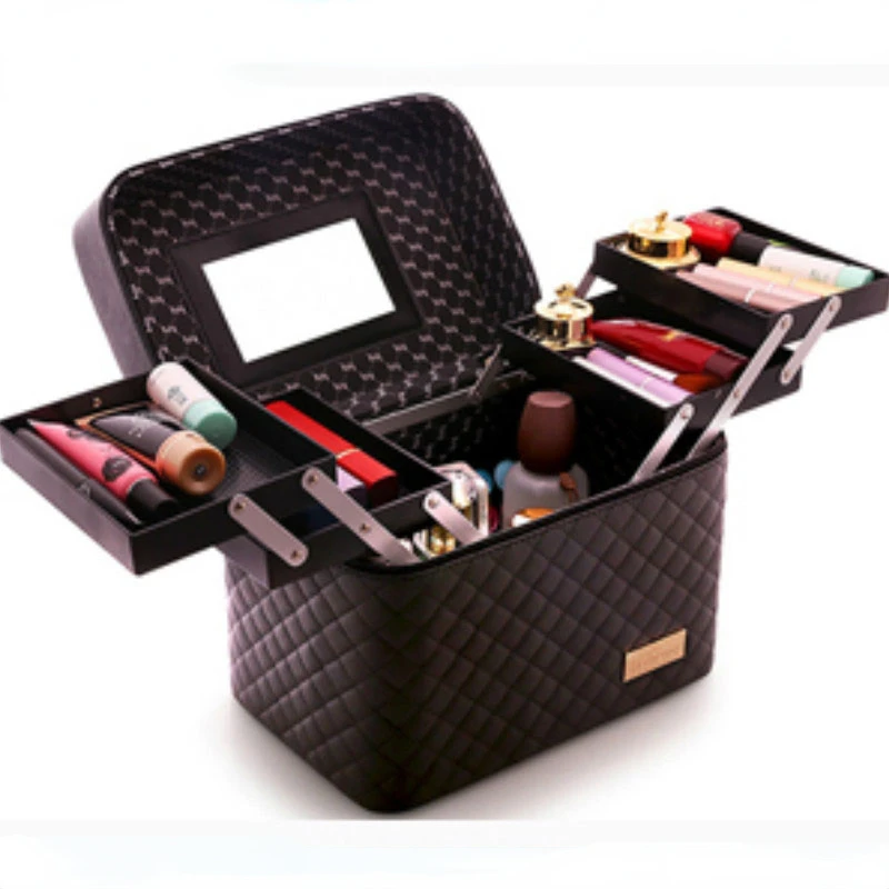 

Women Makeup Organizer Large Capacity Multilayer Clapboard Cosmetic Bag Case Beauty Salon Tattoos Nail Art Tool Bin