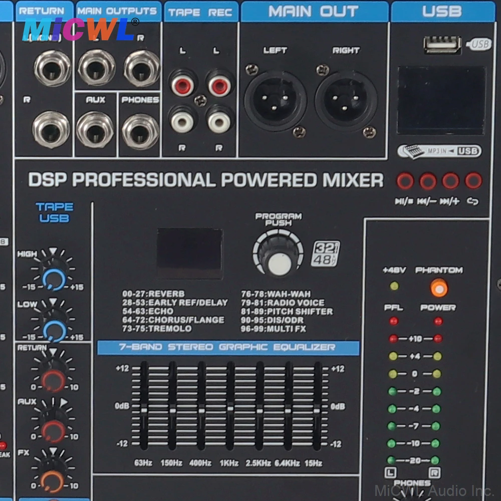 전문가용 6채널 1200W 파워 앰프 오디오 믹서 사운드 믹싱 콘솔 USB 48V 블루투스 모니터 BG600