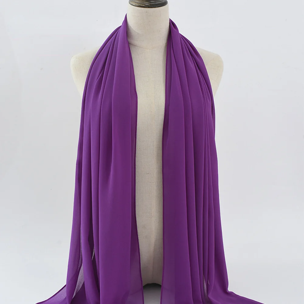 Hijab Per Donna Chiffon Abaya Turbante Tinta Unita Scialli Sciarpa Donna Hijab Head Wraps Khimar Islam Niqab Musulmano Voile 75*180Cm