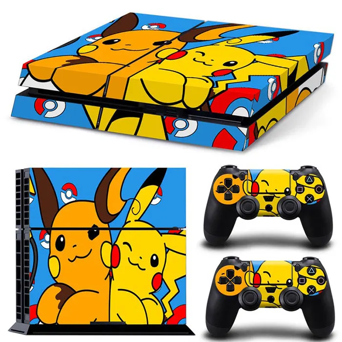 Japan Cartoon One Piece Luffy Pokemon Vinyl Skin Sticker for PS4 Slim Console and 2 Controllers Decal Cover Game Accessories 