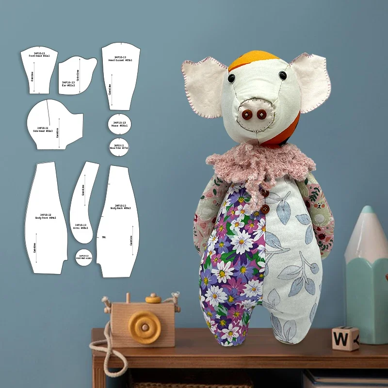 NUBECOM 10PCS DIY Pig Shaped Acrylic Stencil Handmade Memory Pig Quilting Template Doll Sewing Tool Gifts Decor With Instruction