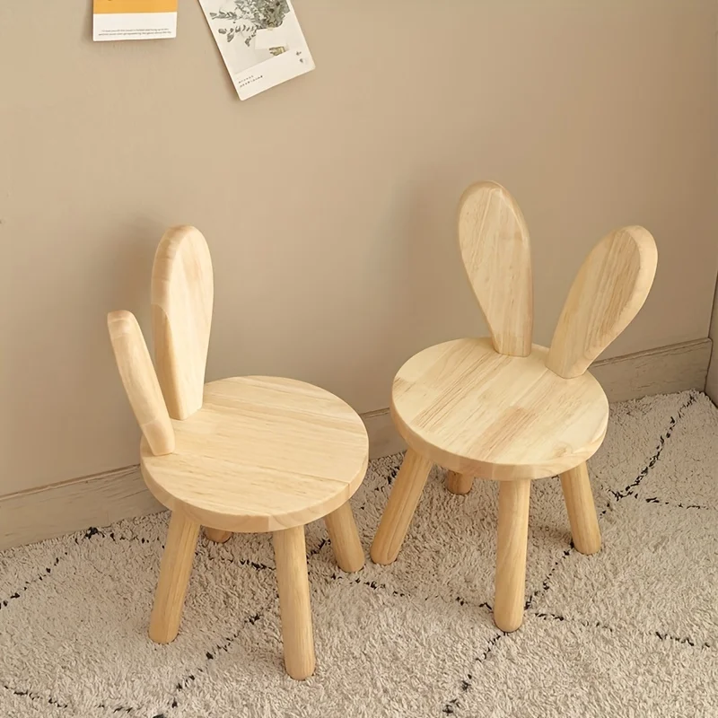 Creative Small Board Stool, Cute Rabbit Ears Solid Wood Small Stool, Decorative Stool children chair