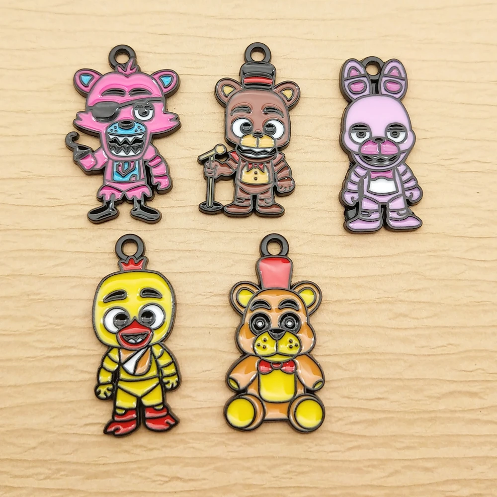 Cartoon Charm 10pcs for Jewelry Making Enamel Necklace Earring Bracelet Pendant Diy Accessories Alloy Metal Black Plated