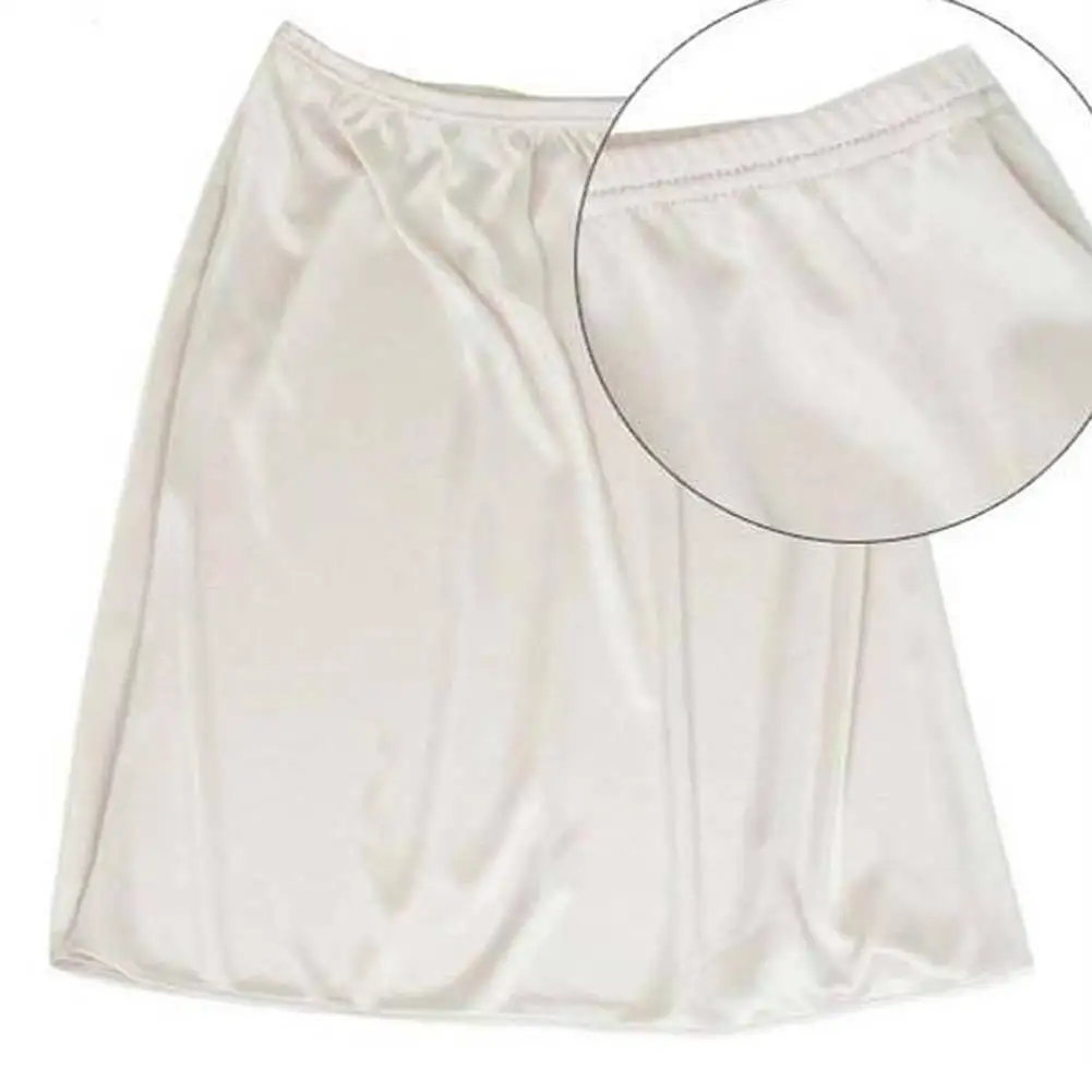 Petticoat Skirt Half Slip Skirt Ladies Elastic Waist Half Skirt Petticoat Short Slip Female Solid Smooth Intimate Dress Slip Commuter Office Woman Anti-Empty