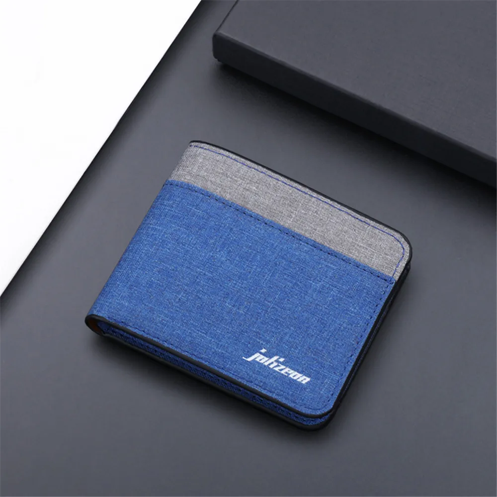 Canvas Men Card Holder Wallet Male Money Bag Id/Photo/Bank Holder Short Purse Credit Card Case Bag Black/Blue/Gray 2024 New Year