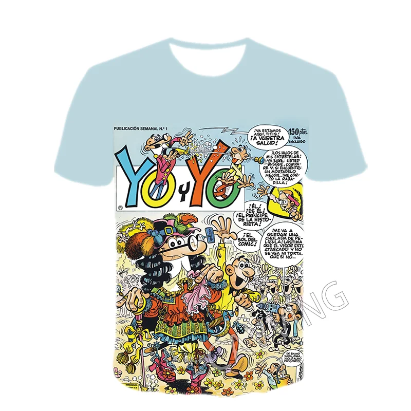 Stylish 3D Print Mortadelo y Filemón Graphic Casual T-Shirts - Unisex Harajuku Hip Hop Tops