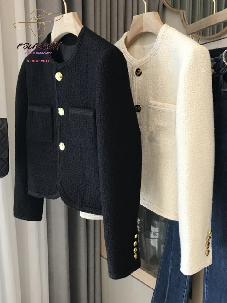 

Jackets For Women Autumn Korean Fashion Tweed Small Suit Short Versatile Tops Ladie Clothing Free Shipping Casual Winter Clothes