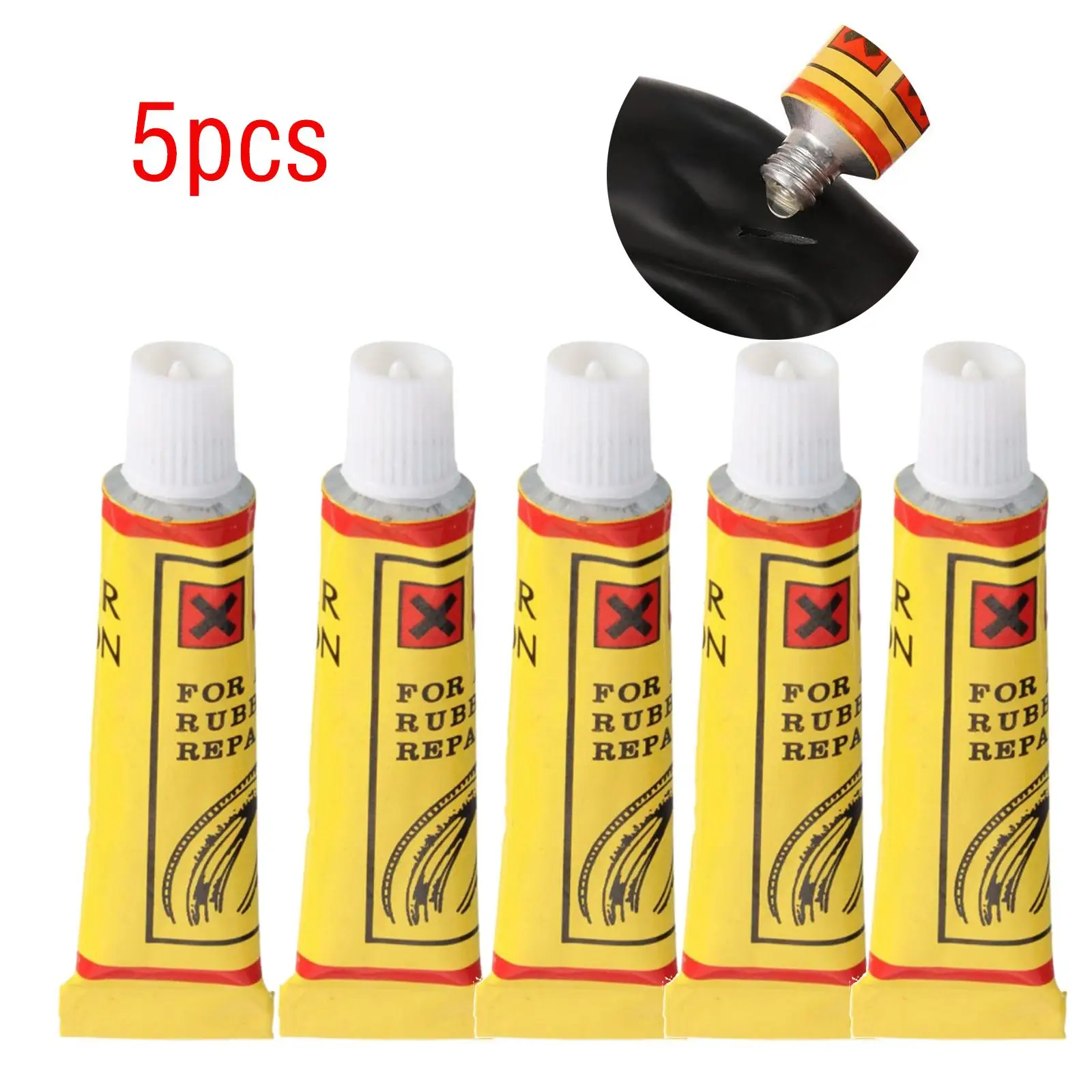 5pcs Cement Rubber Inner Tube Repair Puncture Cold Patch Solution kit