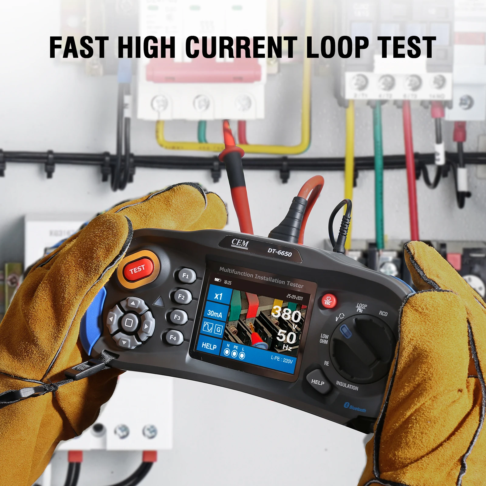 Rcd tester voltage tester resistance tester CEM DT-6650 Multifunction Installation Tester With Insulation Resistance, Earth Resistance, Loop Impedance, Voltage,RCD, PFG PSC