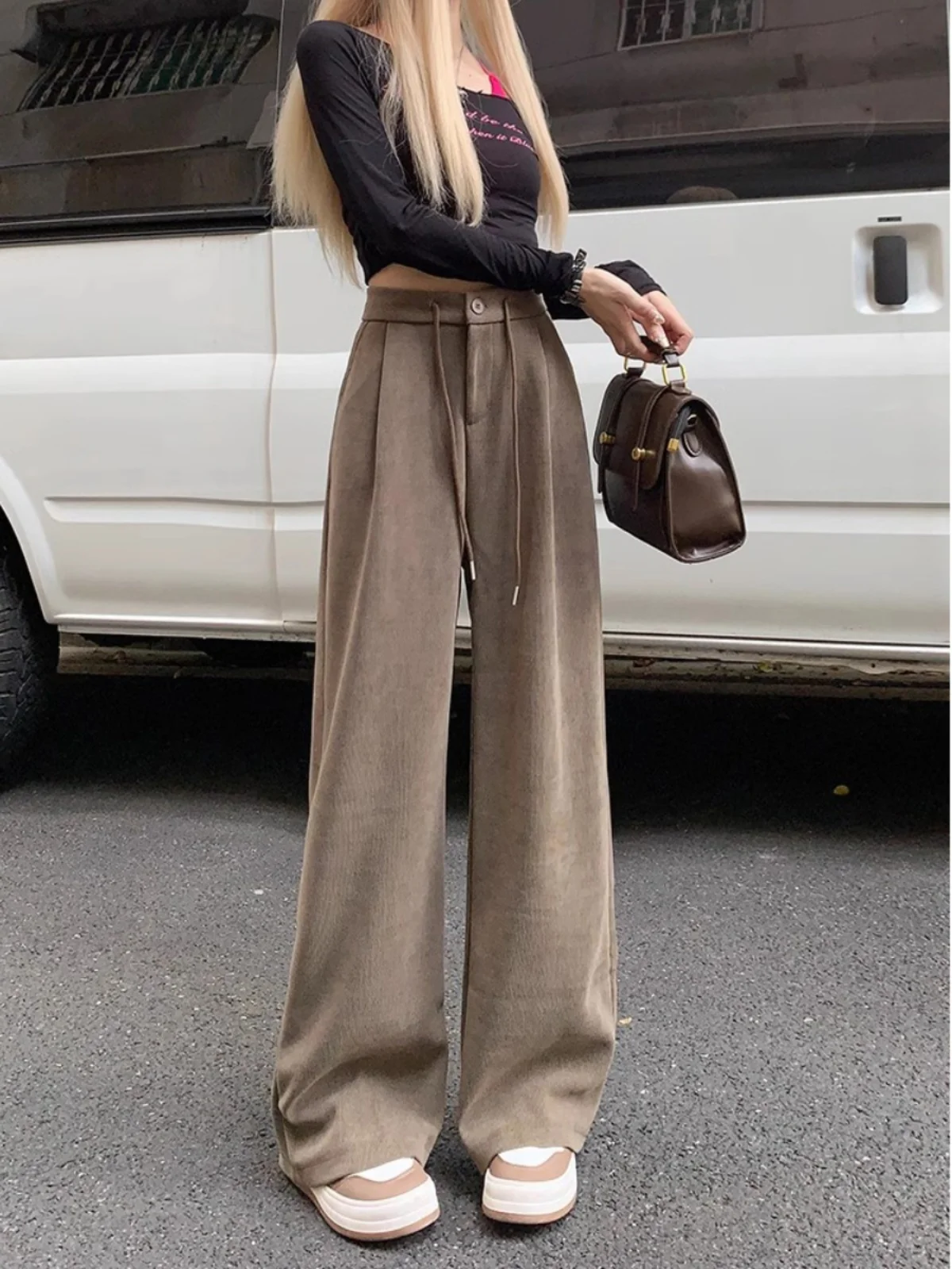Loose Wide Leg Pants For Women's Autumn And Winter Drape Casual Pants High Waisted Suit Pants Floor Length Pants
