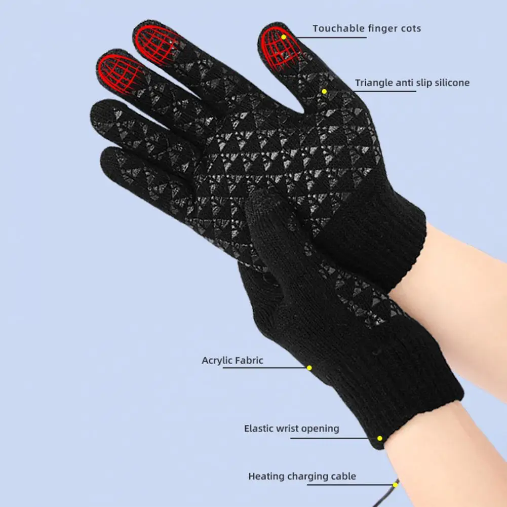 Usb Rechargeable Hand Warmers Usb Gloves for Winter Touchscreen Knitting Mitten Warmer Electric Heating Handwear for Students