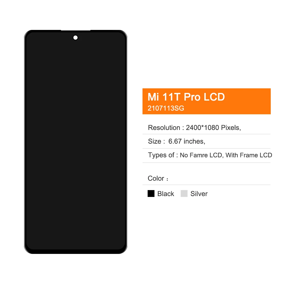 Xiaomi Mi 11T Pro LCD用の100%テスト済み6.67インチ 2107113