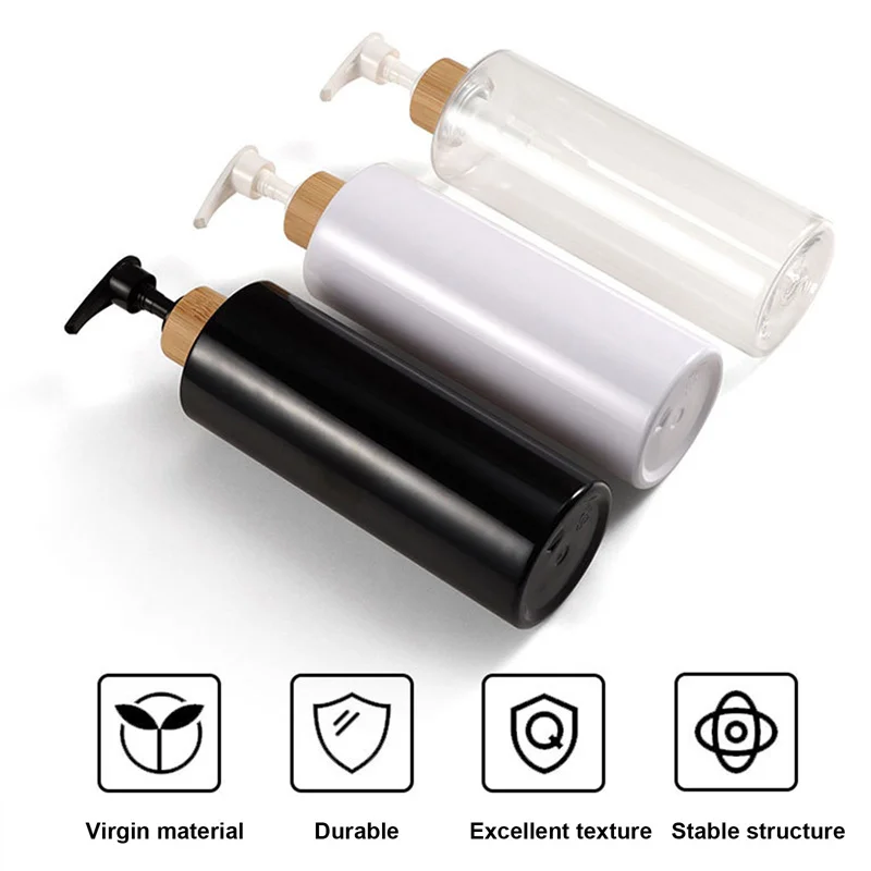 Soap Dispenser Shampoo Dispenser Soap Dispenser Bottle 300/400/500ml Soap Dispenser Bottle Bamboo Shampoo Body Wash Conditioner With Bamboo Wood Pump Head Refill Lotion Sub Bottling