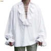 Medieval Mens Renaissance Costume Ruffled Shirts Long Sleeve Lace Up Steampunk Pirate Shirt Cosplay  Stage Costume for Women
