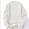 Winter New Men's Knitted Sweater with A Half High Collar Solid Color Plush and Warm Knitted Lining Top  Casual and Versatile Top 5