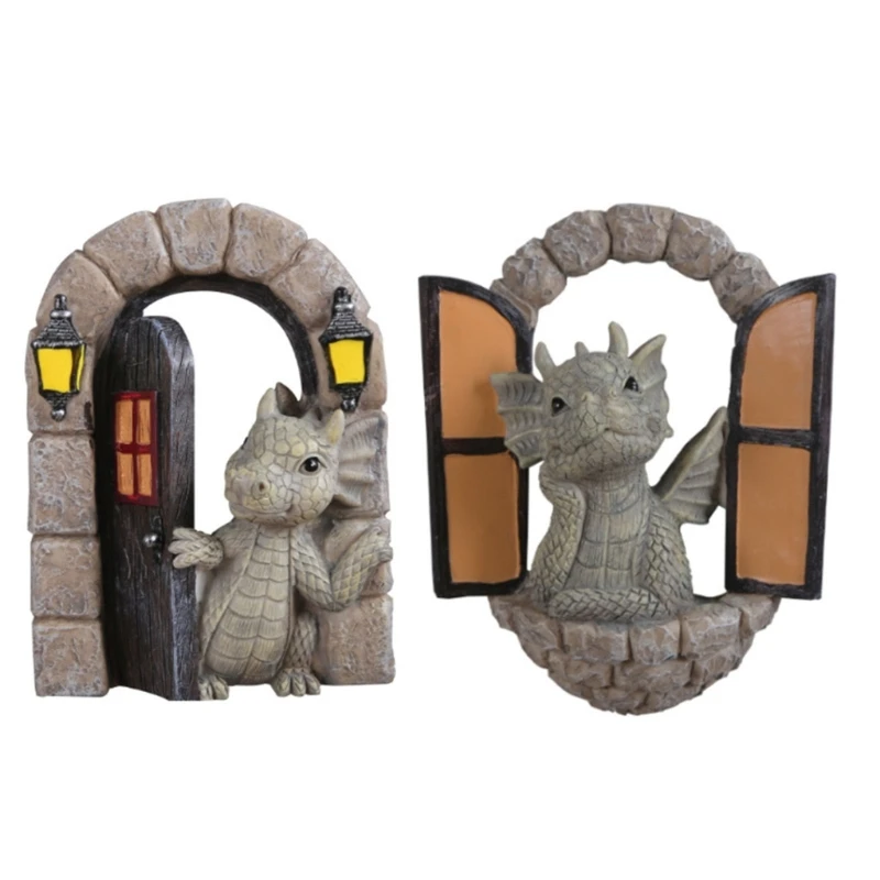 

H7EA Standing by Window Dragon Miniatures Lovely Dragon HandPainted for Kid Girl